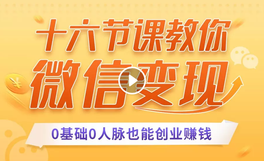 十六节课教你零基础微信变现，用单品打爆市场，每月收入超过10万+-八号资源库