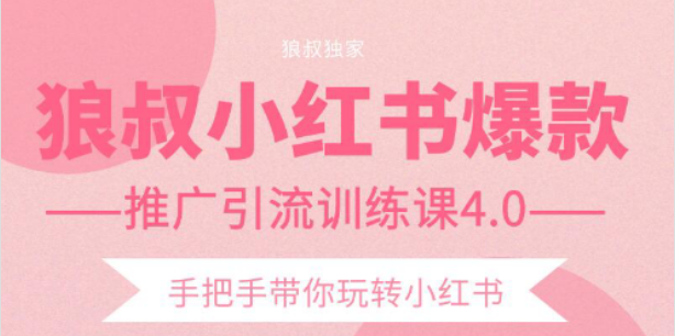 狼叔小红书爆款推广引流训练课4.0，手把手带你玩转小红书-八号资源库