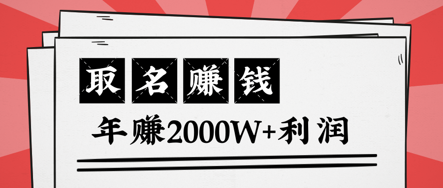 王通：不要小瞧任何一个小领域，取名技能也能快速赚钱，年赚2000W+利润-八号资源库