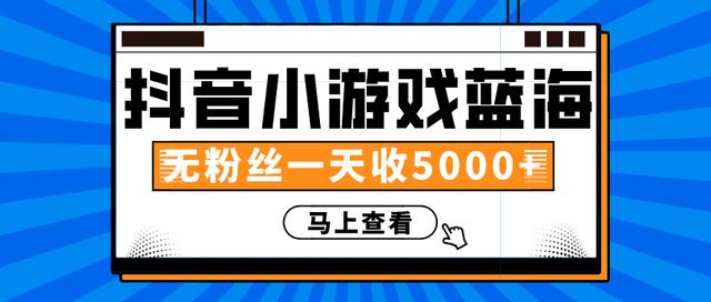 赚钱计划：抖音小游戏蓝海项目，无粉丝一天收入5000+-八号资源库