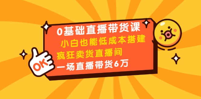 0基础直播带货课：小白也能低成本搭建疯狂卖货直播间：1场直播带货6万-八号资源库