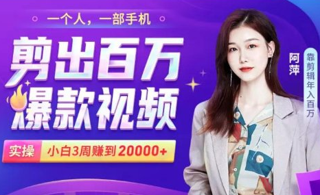 小白易上手的手机剪辑赚钱课，抓住短视频风口月赚2万+-八号资源库