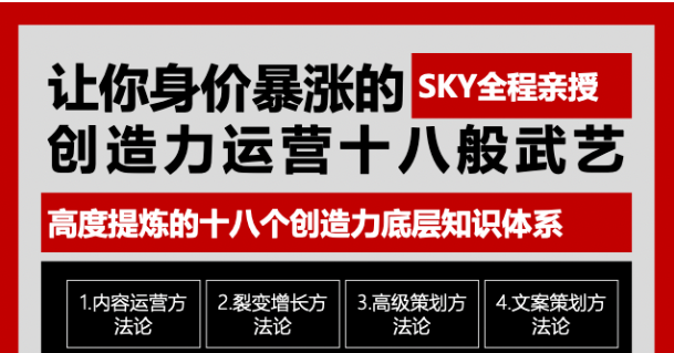 让你的身价暴涨的创造力运营十八般武艺 高度提炼的18个创造力底层知识体系-八号资源库