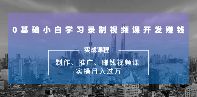 0基础小白学习录制视频课开发赚钱：制作、推广、赚钱视频课 实操月入过万-八号资源库