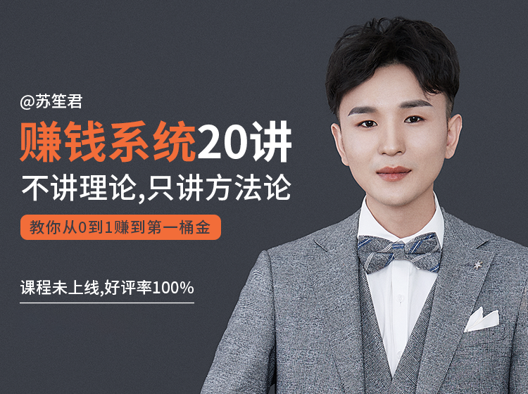 苏笙君的赚钱系统20课 教你从0到1赚到你的第一桶金（不讲理论，只讲方法论）-八号资源库