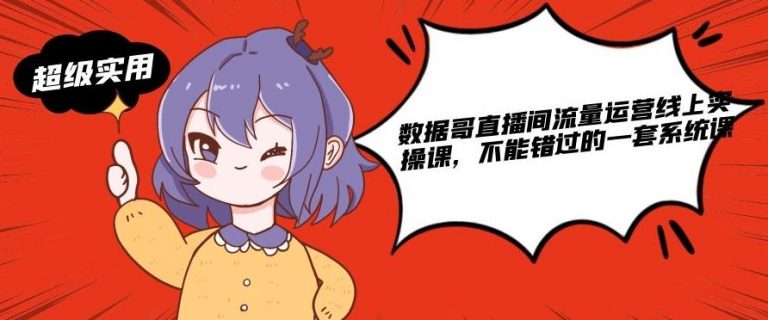 数据哥直播间流量运营线上实操课，不能错过的一套系统课-八号资源库