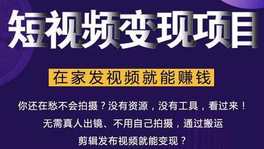 在家也能操作的短视频赚钱项目，无需真人，不用拍摄，纯搬运月入2到5万-八号资源库