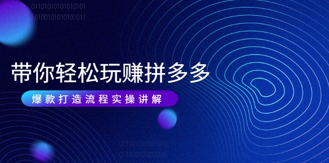 带你轻松玩赚拼多多：花的少 赚的多 爆款更简单 爆款打造流程实操讲解-八号资源库
