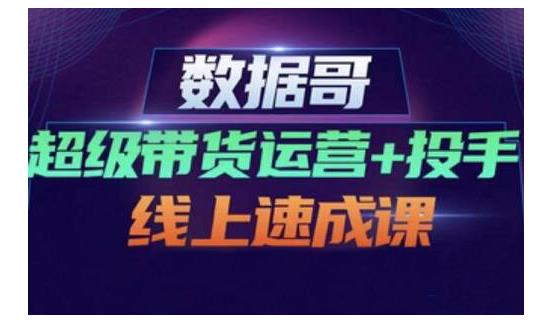 数据哥·超级带货运营+投手线上速成课，快速提升运营和熟悉学会投手技巧-八号资源库