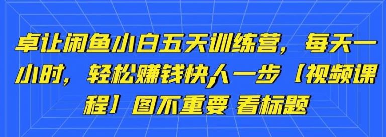 卓让闲鱼小白五天训练营，每天一小时，轻松赚钱快人一步-八号资源库