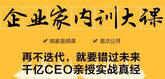 企业家内训大课，未来企业必学经验，价值1299元-八号资源库