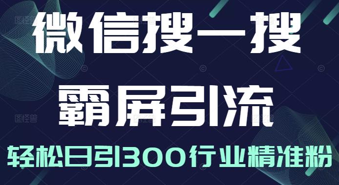 微信搜一搜霸屏引流课，打造被动精准引流系统，轻松日引300行业精准粉-八号资源库