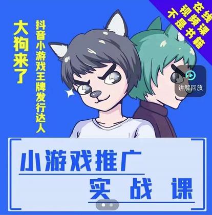 大狗来了：小游戏推广实战课，带你搭建一个游戏推广变现账号-八号资源库