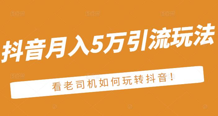 老古董·抖音月入5万引流玩法，看看老司机如何玩转抖音(附赠：抖音另类引流思路)-八号资源库