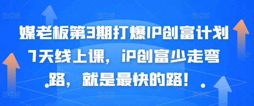 媒老板第3期打爆IP创富计划7天线上课，iP创富少走弯路，就是最快的路！-八号资源库