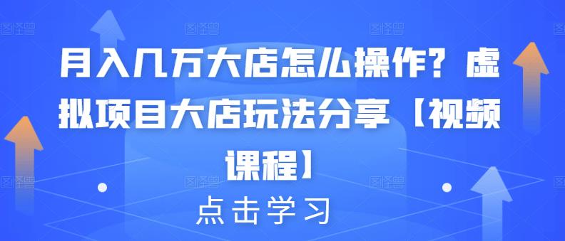 月入几万大店怎么操作？虚拟项目大店玩法分享【视频课程】-八号资源库