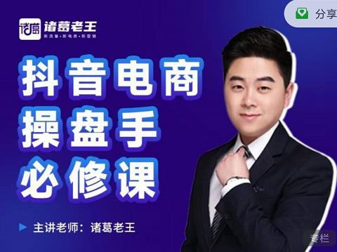 诸葛老王-抖音电商操盘手必修课：顶层设计，​起号破局，爆款运营，数据分析-八号资源库
