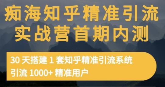 痴海知乎精准引流实战营1-2期，30天搭建1套知乎精准引流系统，引流1000+精准用户-八号资源库
