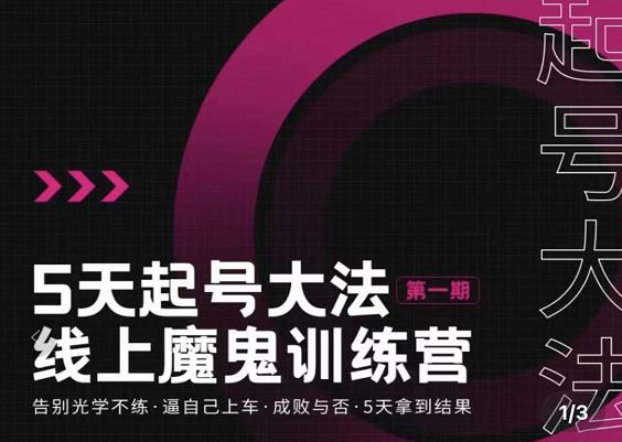 大播·五天起号魔鬼训练营，告别光学不练，逼自己上车，成败与否，5天拿到结果-八号资源库