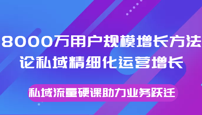 8000万用户规模增长方法论私域精细化运营增长，私域流量硬课助力业务跃迁-八号资源库
