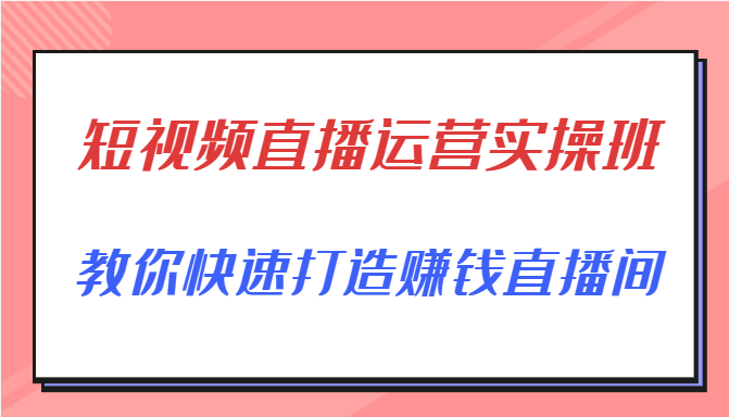 短视频直播运营实操班，直播带货精细化运营实操，教你快速打造赚钱直播间-八号资源库