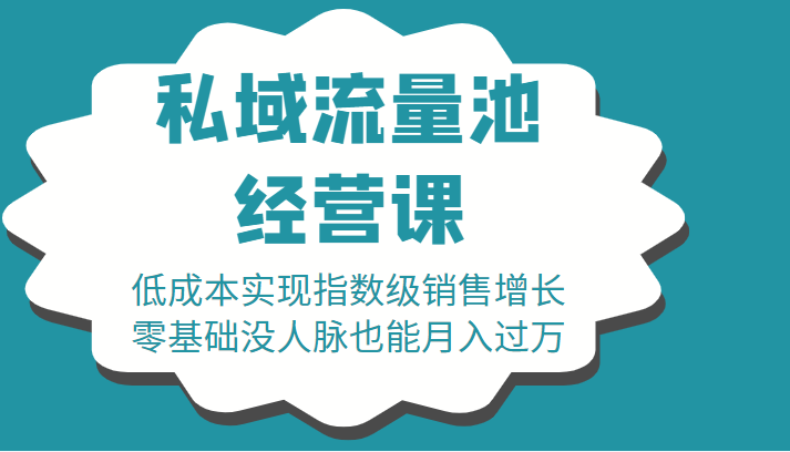 16堂私域流量池经营课：低成本实现指数级销售增长，零基础没人脉也能月入过万-八号资源库