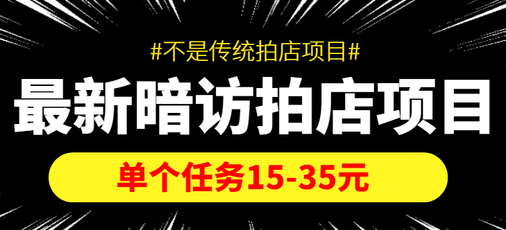 最新暗访拍店信息差项目，单个任务15-35元（不是传统拍店项目）-八号资源库