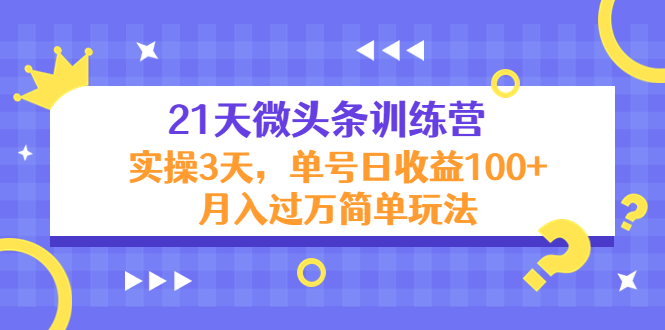 21天微头条训练营，实操3天，单号日收益100+月入过万简单玩法-八号资源库