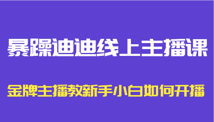 暴躁迪迪线上主播课，金牌主播教新手小白如何开播-八号资源库