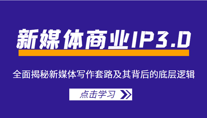 新媒体商业IP3.0，全面揭秘新媒体写作套路及其背后的底层逻辑（价值1299元）-八号资源库