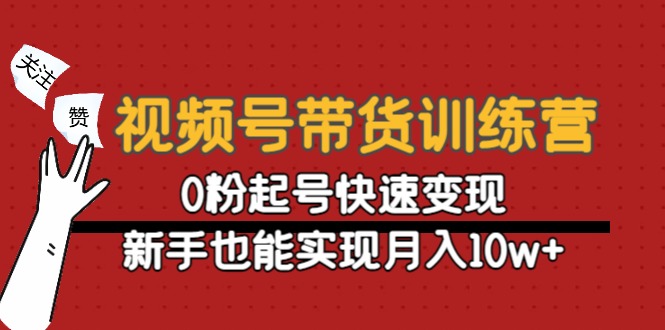 视频号带货训练营：0粉起号快速变现，新手也能实现月入10w+-八号资源库