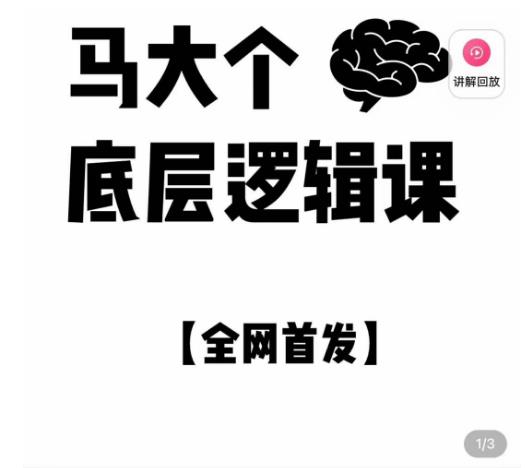 马大个·底层逻辑课，51节底层逻辑智慧课-价值1980元-八号资源库