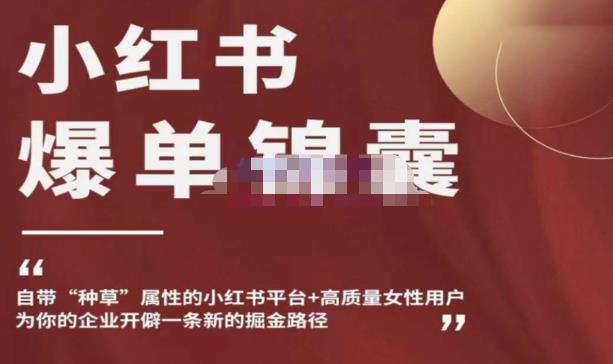 小红书爆单锦囊，自带种草属性+高质量女性用户，为你的企业开辟一条新的掘金路径-八号资源库