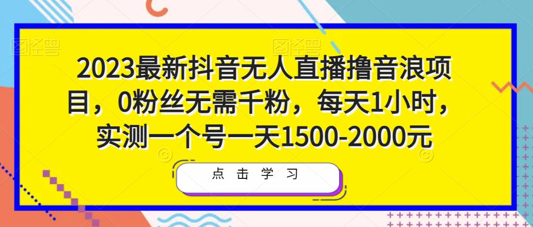 2023最新抖音无人直播撸音浪项目，0粉丝无需千粉，每天1小时，实测一个号一天1500-2000元-八号资源库