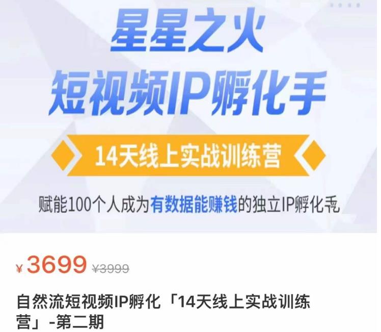 瑶瑶·自然流短视频IP孵化第二期，14天线上实战训练营，赋能100个人成为有数据能赚钱的独立IP孵化手-八号资源库