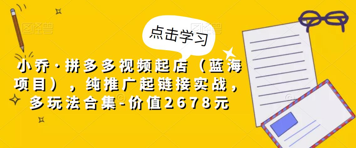 小乔·拼多多视频起店（蓝海项目），纯推广起链接实战，多玩法合集-价值2678元-八号资源库