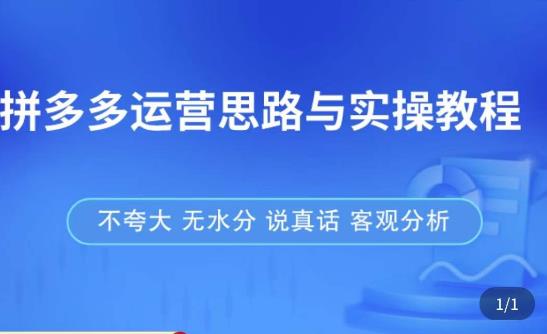 拼多多店铺运营思路与实操教程，快速学会拼多多开店和运营，少踩坑，多盈利-八号资源库
