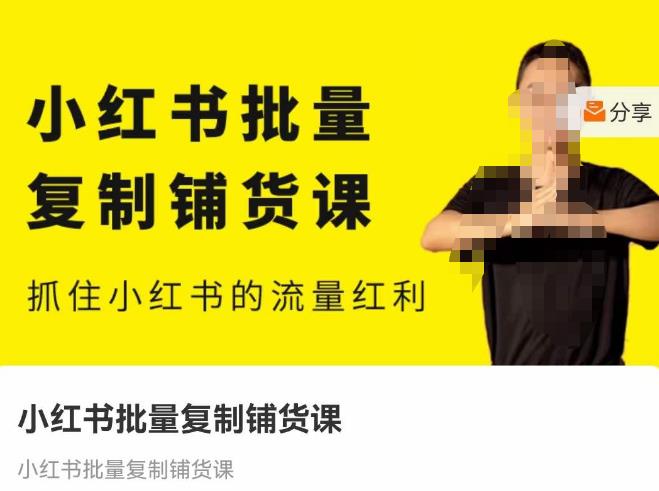张宾·小红书批量复制铺货课，抓住小红书的流量红利 （更新2023年2月）-八号资源库