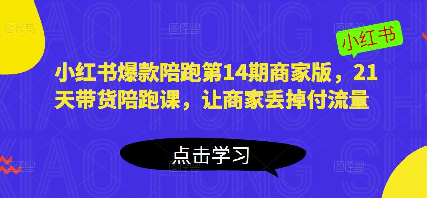 小红书爆款陪跑第14期商家版，21天带货陪跑课，让商家丢掉付流量-八号资源库