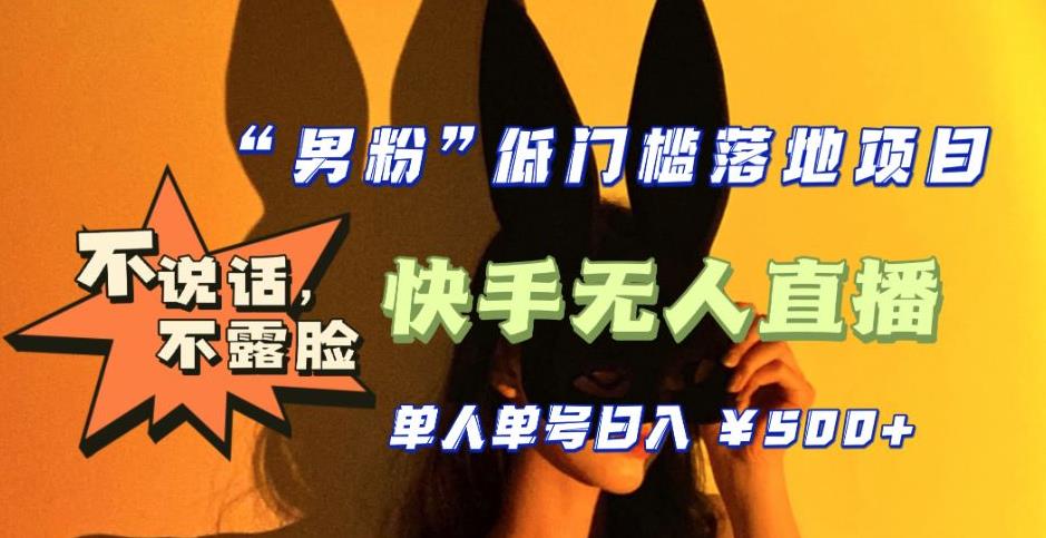 【全新升级】零基础单人单号单晚500+，不说话，不露脸，4月最新超皮实快手无人直播-八号资源库