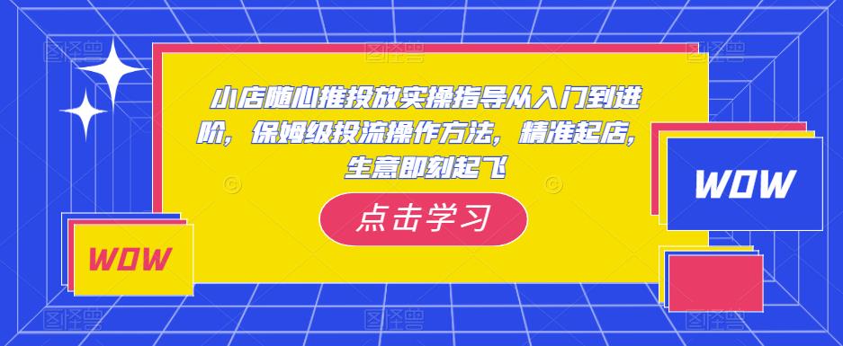 小店随心推投放实操指导从入门到进阶，保姆级投流操作方法，精准起店，生意即刻起飞-八号资源库