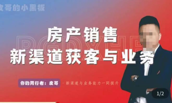 皮哥·房产销售新渠道获客与业务，​打造新时代房产经纪达人，助力行业新人成长为业内精英-八号资源库