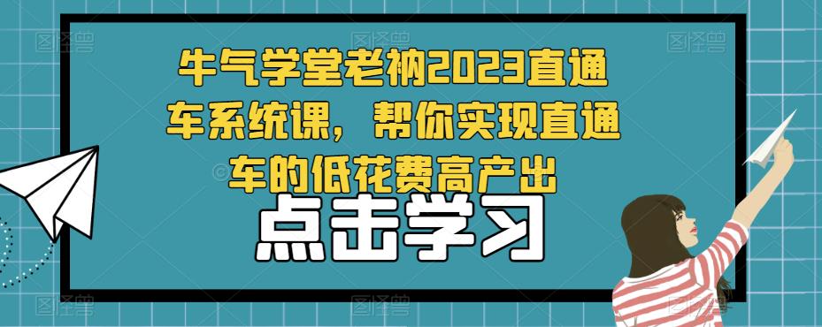 牛气学堂老衲2023直通车系统课，帮你实现直通车的低花费高产出-八号资源库