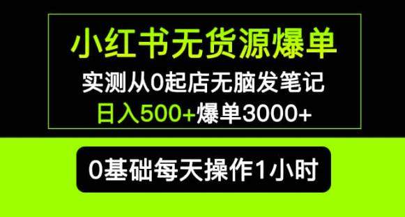 小红书无货源爆单实测从0起店无脑发笔记爆单3000+长期项目可多店-八号资源库