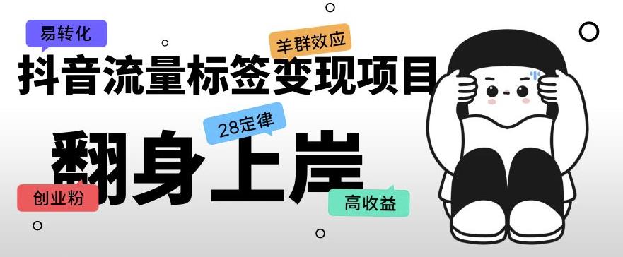 抖音流量标签变现项目，抖音创业粉轻松转化，单价高收益简单-八号资源库