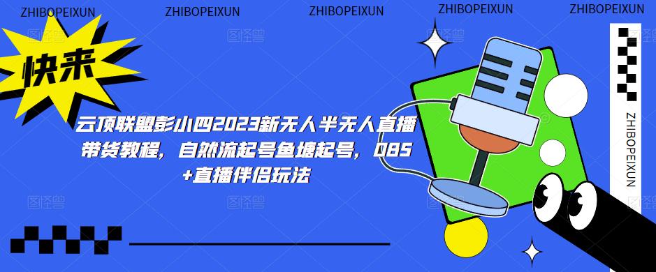 云顶联盟彭小四2023新无人半无人直播带货教程，自然流起号鱼塘起号，OBS+直播伴侣玩法-八号资源库