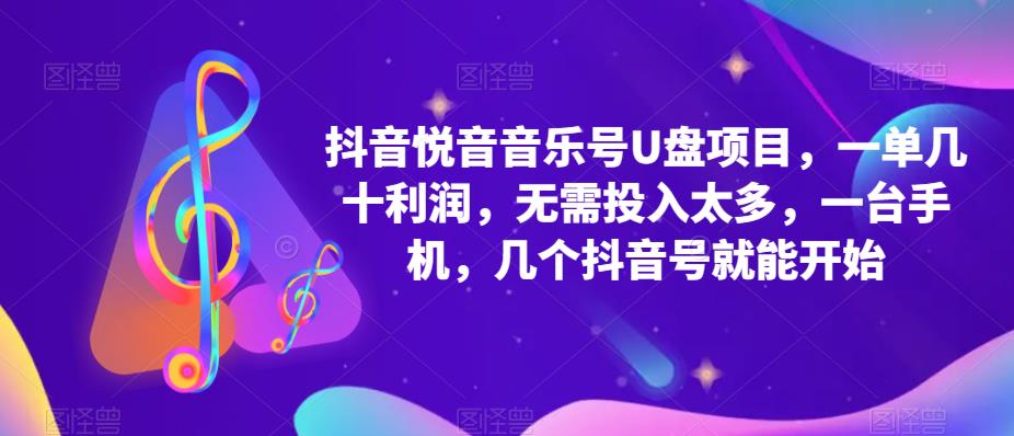 抖音音乐号U盘项目，一单几十利润，无需投入太多，一台手机，几个抖音号就能开始-八号资源库