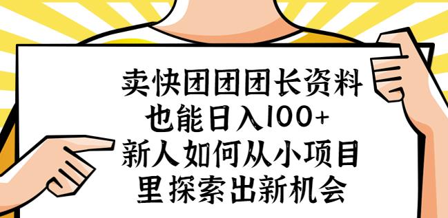 卖快团团团长资料也能日入100+新人如何从小项目里探索出新机会-八号资源库