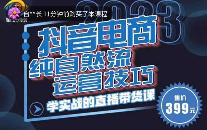 李扭扭·2023自然流运营技巧，纯自然流不亏品起盘直播间，实战直播带货课（视频课+话术文档）-八号资源库