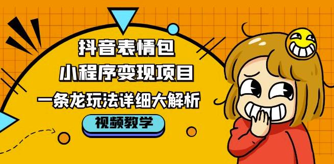 抖音表情包小程序变现项目，一条龙玩法详细大解析，视频版学习！-八号资源库